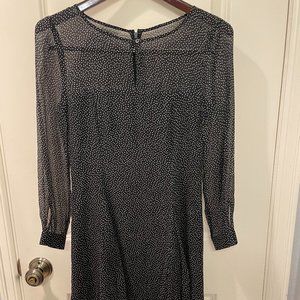 J.Crew Silk Black & White Polka Dot Long Sleeve Mini Dress 2